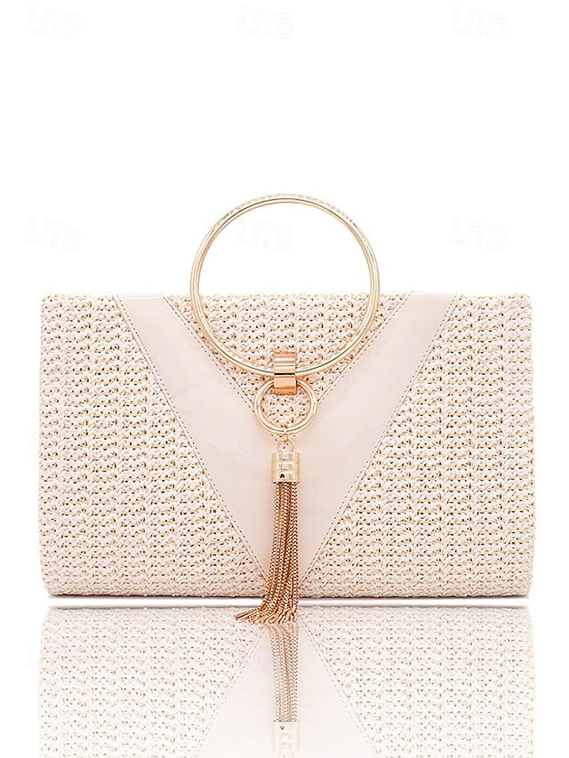 Straw Woven Clutch – with Handbag Purse Elegant Women's