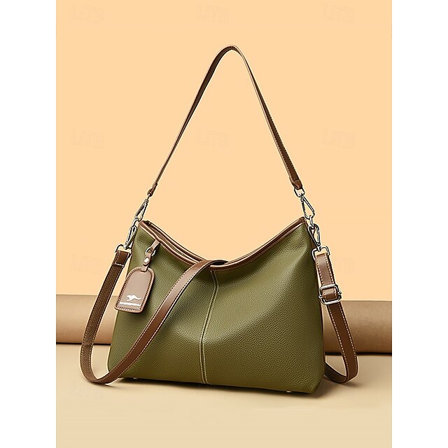 Hobo Accents Green Bag Faux with Brown Leather