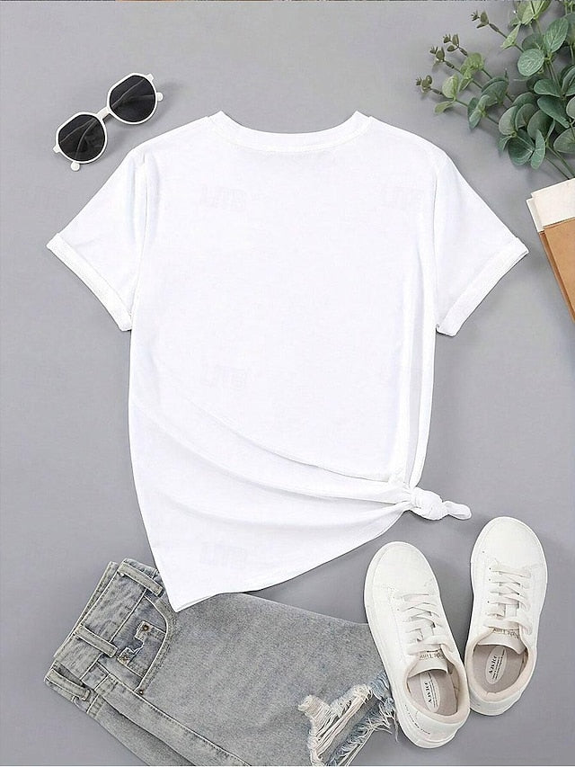 Women's T Shirt Floral Poppy Casual Short Sleeve Crew Neck