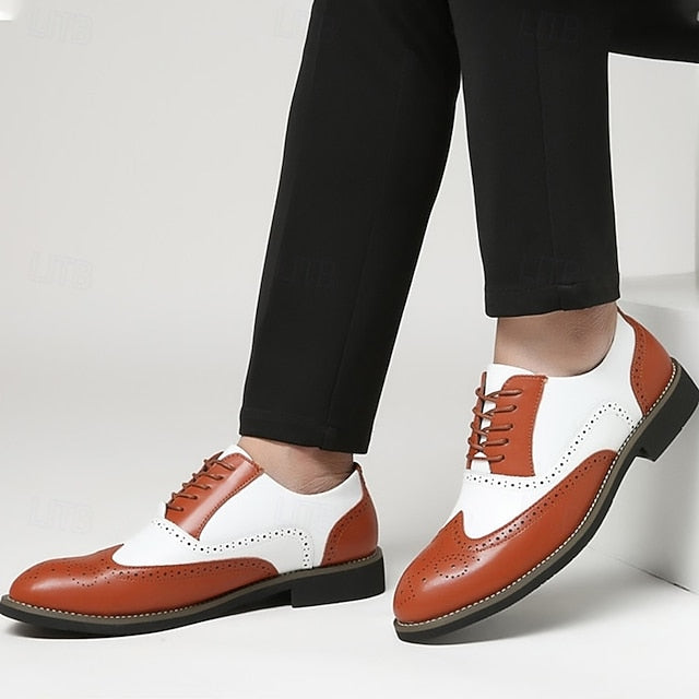 Wingtip Shoes Oxford White Men's Two-Tone Brogue in