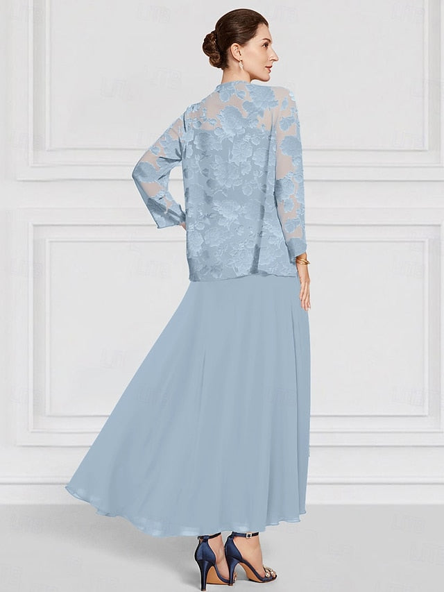 Floral A-Line Lace the Mother of Two SkyBurnt Out Piece Bride