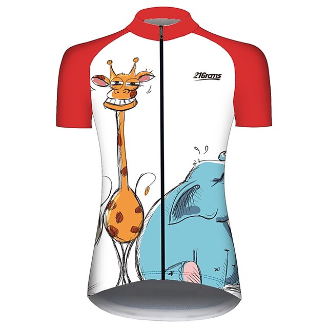 Women's Cycling Jersey Animal Elephant Giraffe Short Sleeve