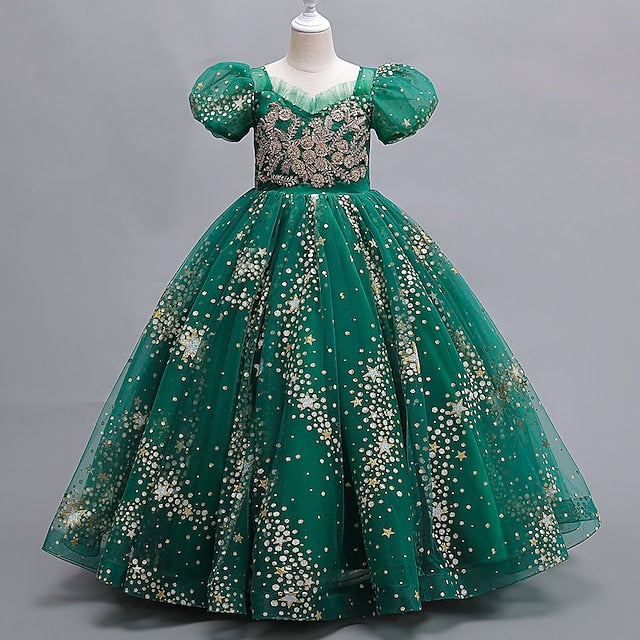 Dot Flower Girls' Dress Party Polka Star Short Kids