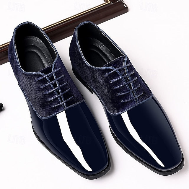 Blue with Patent Men's Leather Navy Oxford Shoes