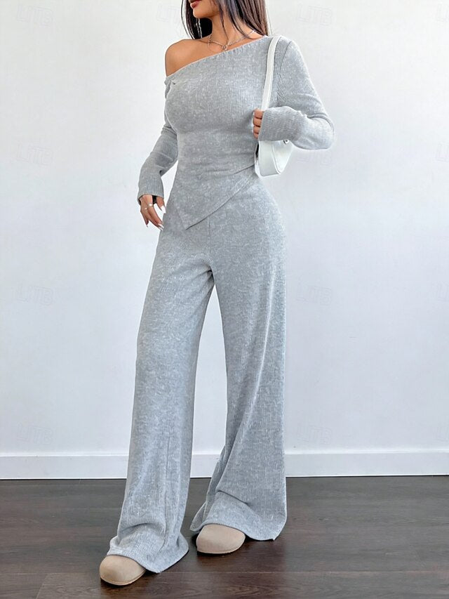 Women's Two Piece Sets Pants Sets Bolero Top Long Sleeve