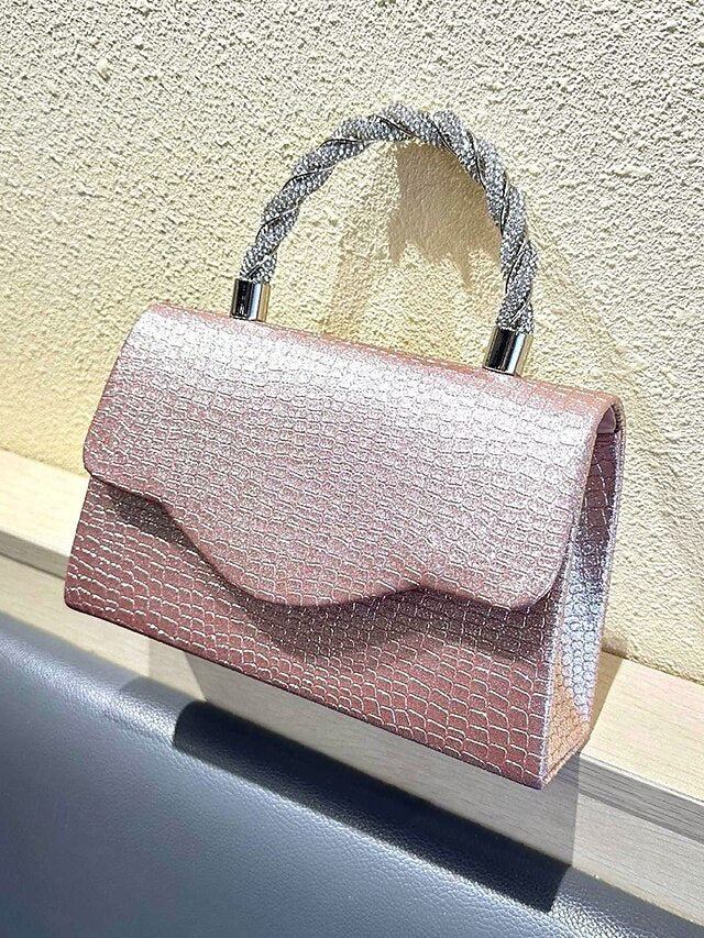 Handbag Women's – Rhinestone Silver with Handle Glitter