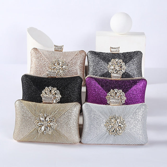 Rhinestone Chain Strap Bag with Elegant Women's Gold Clutch