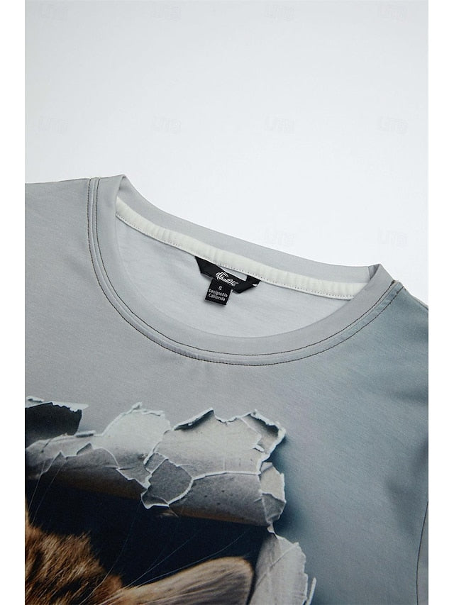 Women's T Shirt Fashion Cat Print Short Sleeve Regular Tops