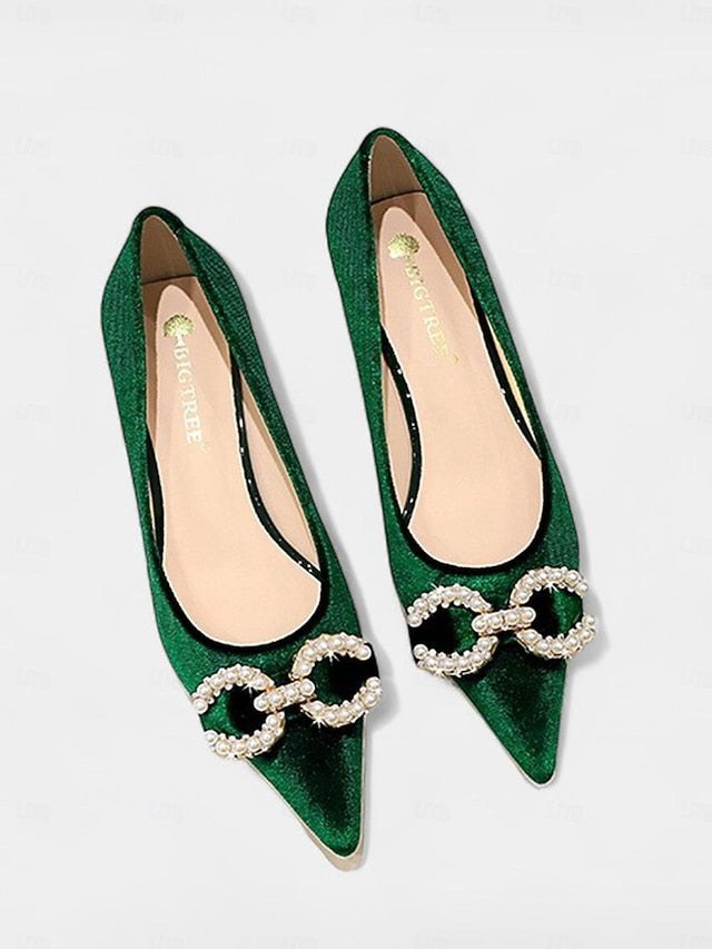 - Pumps Heel Women's Kitten with Bow Pearl Burgundy Velvet