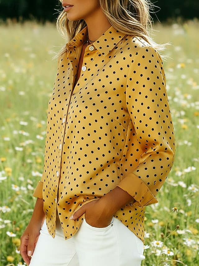 Women's Shirt Satin Shirt Print Graphic Polka Dot Bohemia