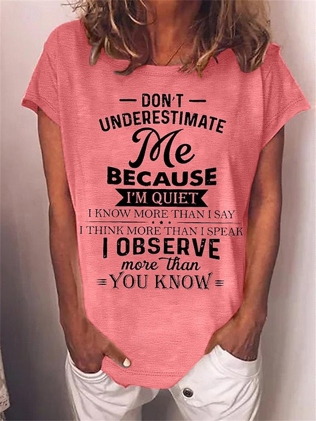 Women's T Shirt Letter Text Funny Slang Basic Short Sleeve