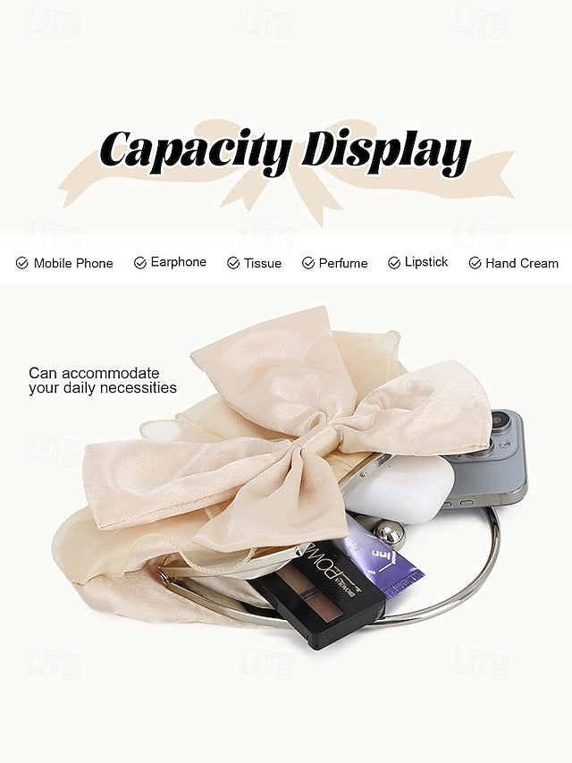 Clutch Evening – Bow Bag Women's Satin Pearl Elegant