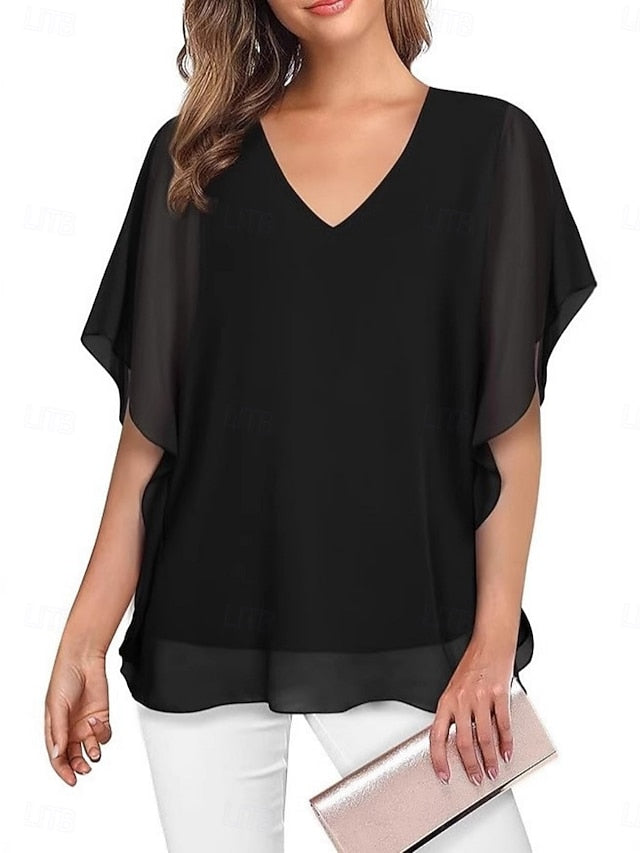 Women's Shirt Blouse Ruffle Blouse Plain Stylish Classic