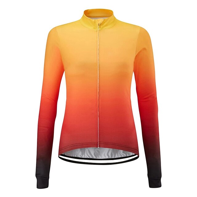 Women's Cycling Jersey Solid Color Gradient Patterned Long