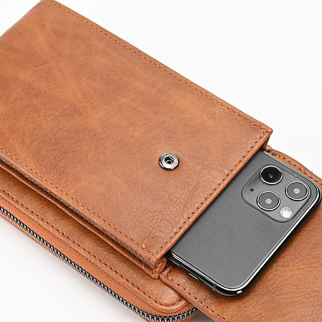 Women's with Zipper Faux Wallet Vintage Leather Crossbody