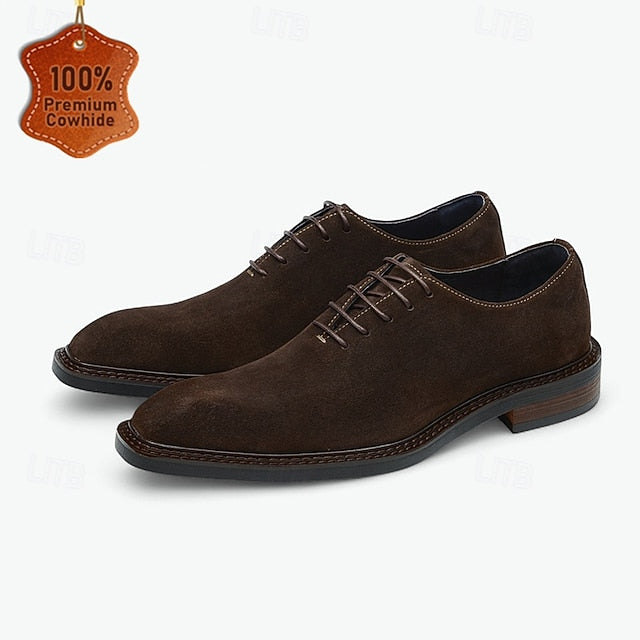 Suede Genuine Leather Cowhide Shoes Men's - Oxford