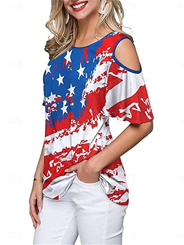 Independence Day Patriotic Shirt Women's T Shirt Flag