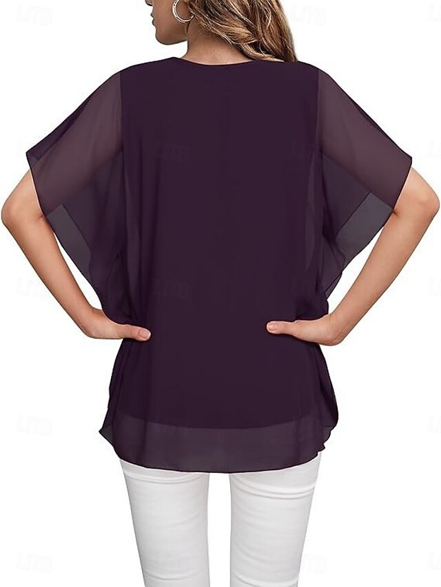 Women's Shirt Blouse Ruffle Blouse Plain Stylish Classic