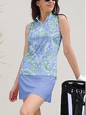 Women's Golf Polo Shirt Dark Blue Sleeveless Top Ladies