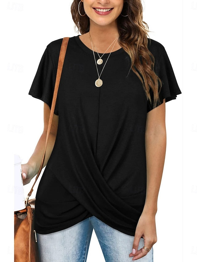 Women's T Shirt Solid Color Plain Classic Modern Casual