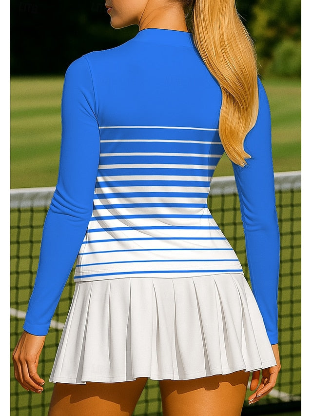Women's Geometric Stripes Tops Sport Shirt Tennis Shirt