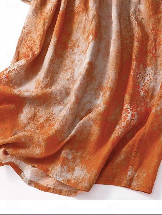 Women's Midi Dress Linen Blend Cotton Linen Dresses Linen