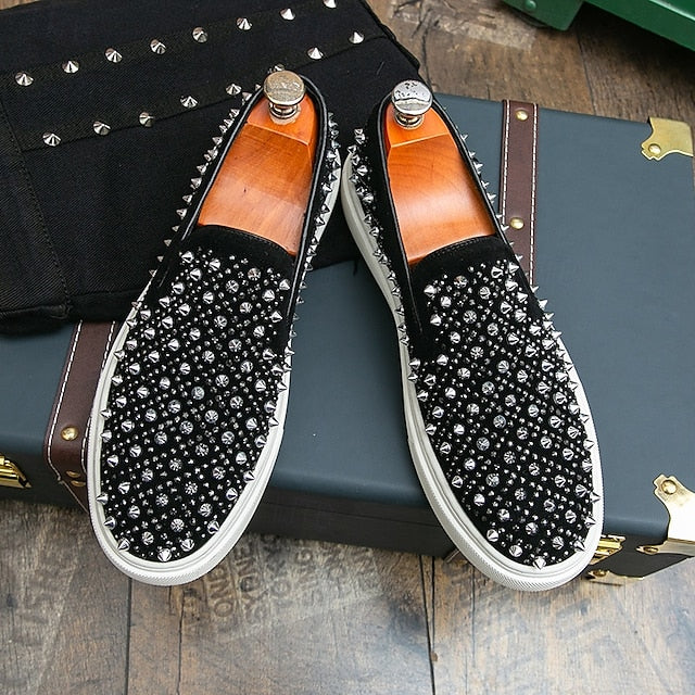 with Men's Elegant Black Pearl - Detailing Shoes Slip-On