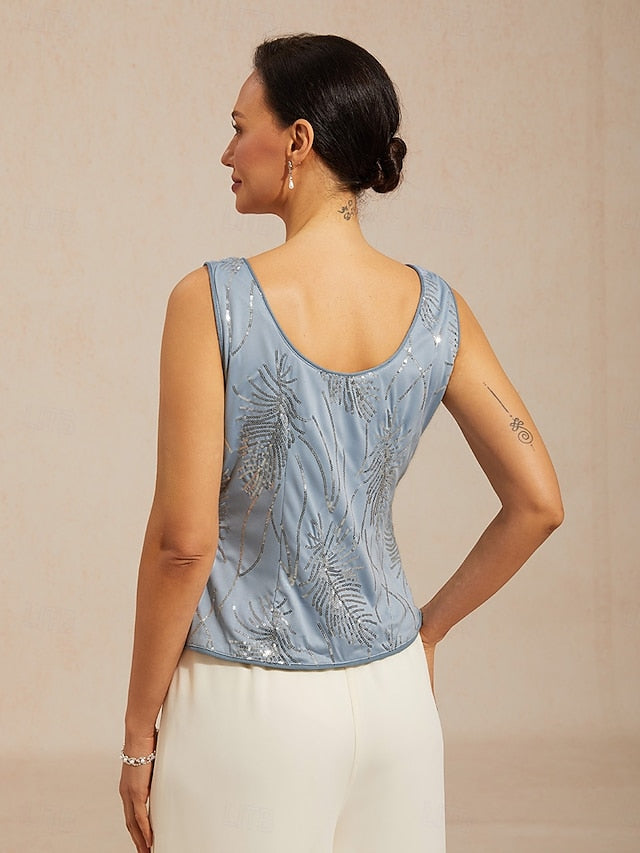 Women's Dressy Tops Elegant High Neck Blue Spring Fall