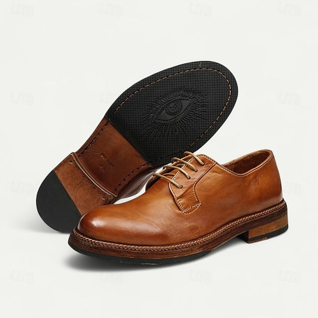 Shoes Derby Leather Clean Men's Goodyear Tan with and Welt