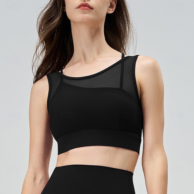 Women's Strap Tank Padded Bra Padded Tank Top Crew Neck