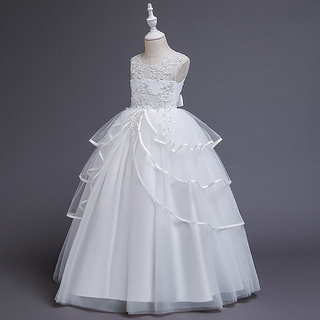 Sleeveless Solid Girls' Color Kids Dress Party