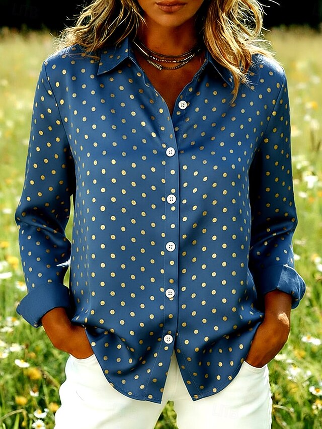 Women's Shirt Satin Shirt Print Graphic Polka Dot Bohemia