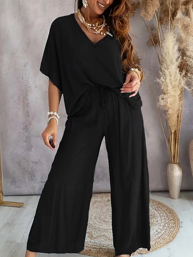 Women's Two Piece Sets Pants Sets Bolero Top Short Sleeve V