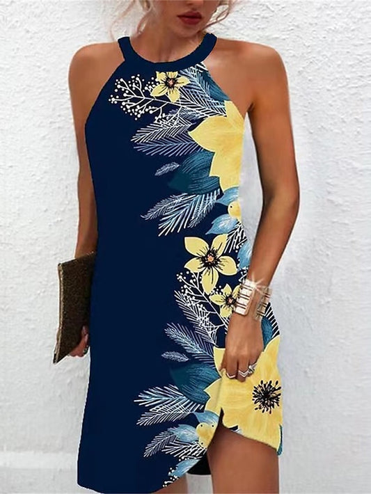 Women's Summer Dress Halter Neck Dress Print Dress Active