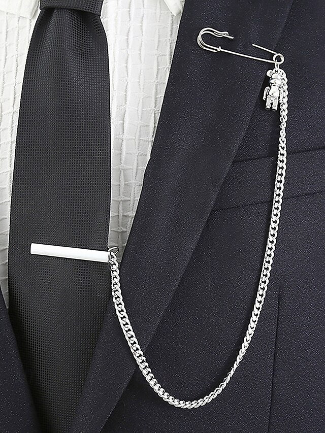 Wheel Men's Design Ship Nautical – Silver Tie Chain with