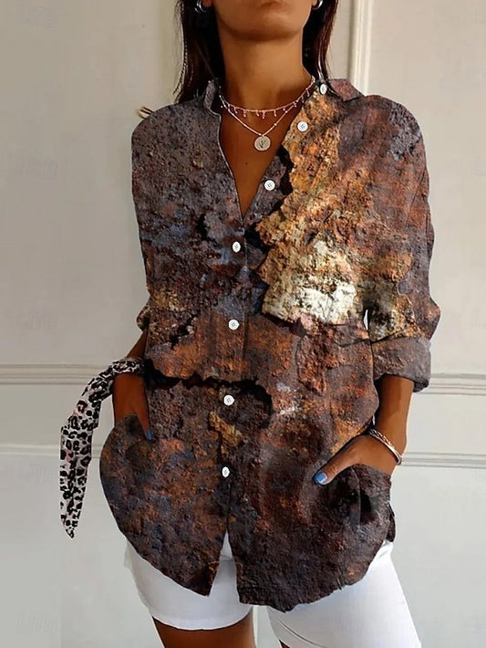 Women's Shirt Linen Like Breathable Lightweight Button Down