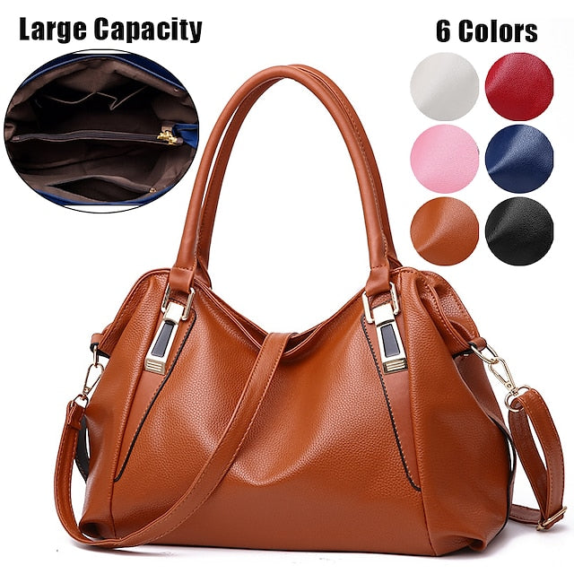 Handles Women’s and Top Faux with Handbag Black Leather