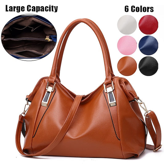 Handles Women’s and Top Faux with Handbag Black Leather