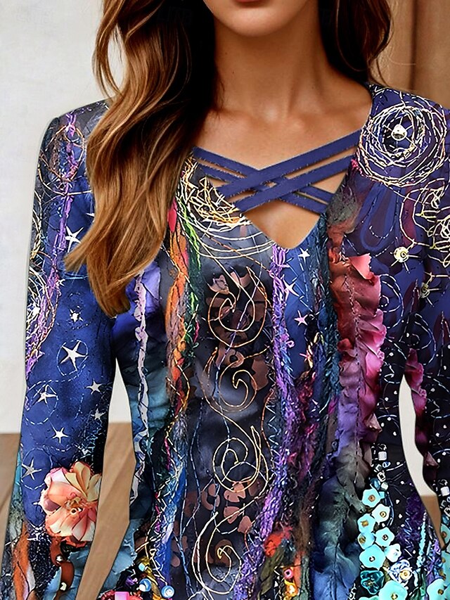Women's T shirt Long Sleeve Floral Graphic Vintage Stylish