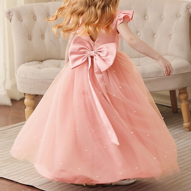 Color Party Solid Girls' Flower Kids Girl Dress