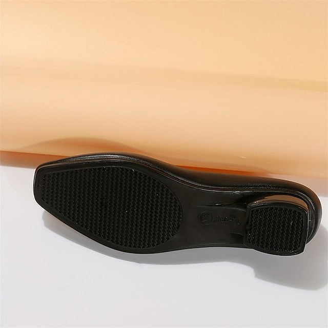 Classic Black Pumps Round Low Toe Women's – Heel Slip-On