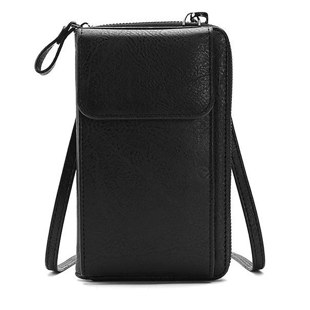 Women's with Zipper Faux Wallet Vintage Leather Crossbody