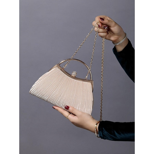 Blue Navy – Evening Elegant Clutch Women's Pleated Velvet