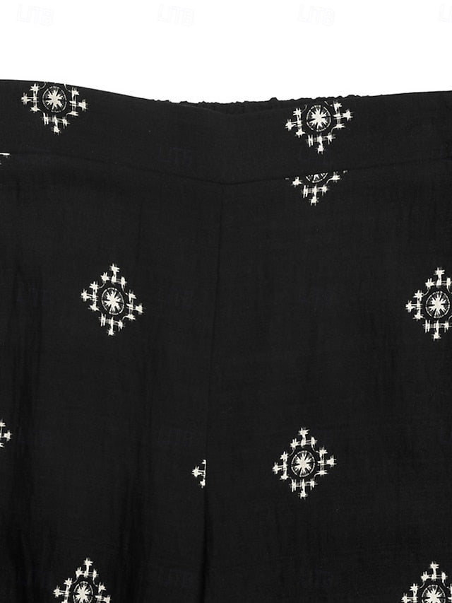 Women's Pants Sets Sleeveless Crew Neck Solid Color Print