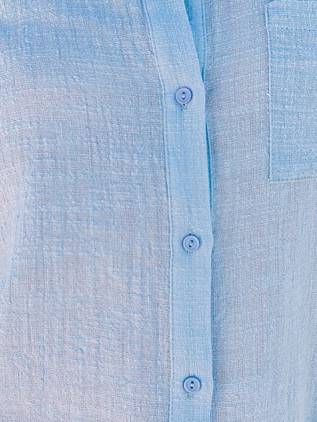 Women's Shirt Button Up Blouse Long Cotton Top Patchwork