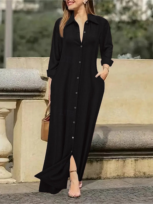 Women's Elegant Dress Maxi Dress Buttons Elegant V Neck