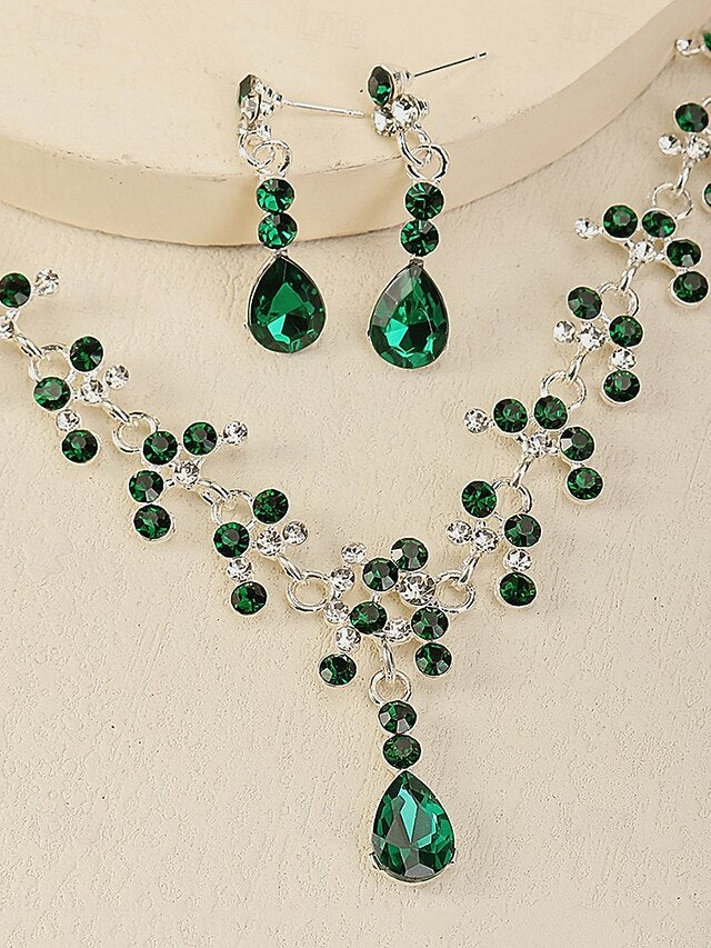 and Sparkling Diamond Set Crown Tiara Necklace – Gold-Plated