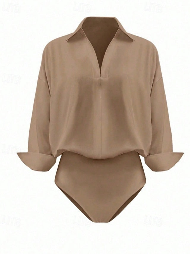 Women's Shirt Blouse Plain Stylish Basic Casual Long Sleeve