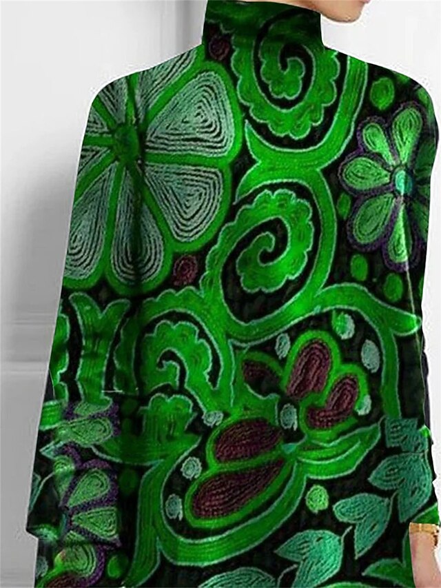 Women's T Shirt Fashion Floral Print Asymmetric Hem Long