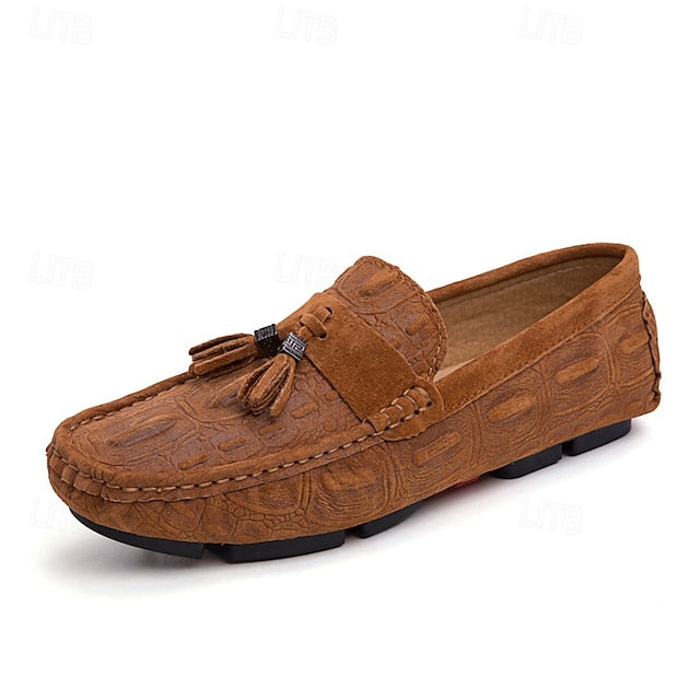 Men's Loafers Tassel with Suede Faux and Detail Brown